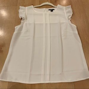 White Frill Sleeveless White Blouse sz L